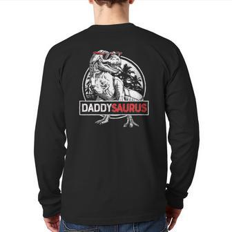 Daddy Saurusrex Dinosaur Men Father's Day Family Matching Back Print Long Sleeve T-shirt | Mazezy