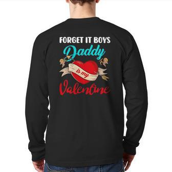 Daddy Is My Valentine Dad Love Heart Pajama Back Print Long Sleeve T-shirt | Mazezy