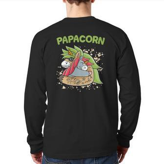 Daddycorn Dadacorn Papacorn Dadacorn Unicorn Dad Daddy Papa Back Print Long Sleeve T-shirt | Mazezy