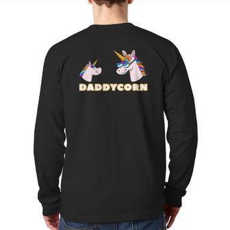 Daddycorn Daddy 1 Kid Father Unicorn Father's Day Back Print Long Sleeve T-shirt | Mazezy