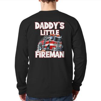 Daddy's Little Fireman Kids Firefighter Fireman's Back Print Long Sleeve T-shirt | Mazezy