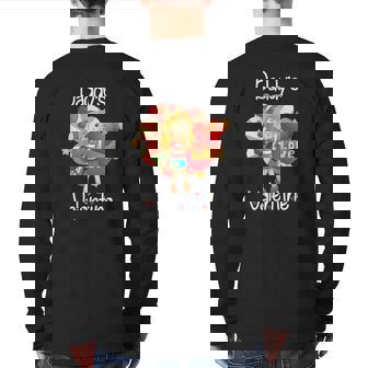 Daddy's Valentine Father Daughter Valentine's Day Back Print Long Sleeve T-shirt | Mazezy
