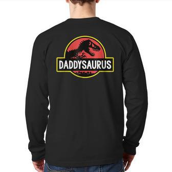 Daddysaurus Dad Husband Father's Day Matching Dinosaur Back Print Long Sleeve T-shirt | Mazezy