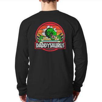 Daddysaurus Dinosaur Father's Day For Dadrex Sunset Back Print Long Sleeve T-shirt | Mazezy AU