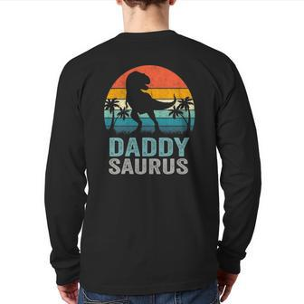 Daddysaurus Father's Day Rex Daddy Saurus Men Back Print Long Sleeve T-shirt | Mazezy