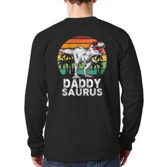 Daddysaurus rex Dinosaur Dad Saurus Family Matching Back Print Long Sleeve T-shirt | Mazezy