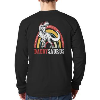 Daddysaurusrex Rainbow Daddy Saurus Family Matching Back Print Long Sleeve T-shirt | Mazezy