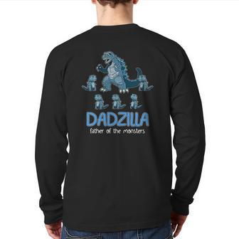 Dadzilla Father Of Monsters Father's Day Back Print Long Sleeve T-shirt | Mazezy