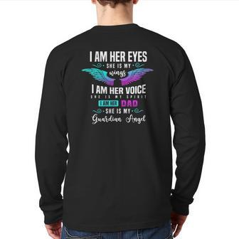 My Daughter Is My Guardian Angel Tee I Am Her Dad Grief Back Print Long Sleeve T-shirt | Mazezy