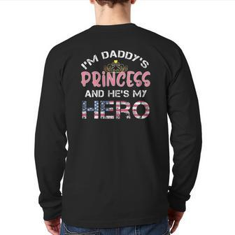 Daughter Of Soldier Military Family Tee He's My Hero Back Print Long Sleeve T-shirt | Mazezy