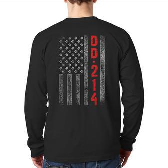 Dd-214 Us Alumni American Flag Vintage Veteran Patriotic Back Print Long Sleeve T-shirt - Monsterry