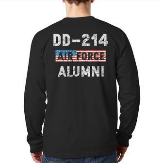 Dd214 Air Force Alumni Veteran American Flag Military Back Print Long Sleeve T-shirt | Mazezy