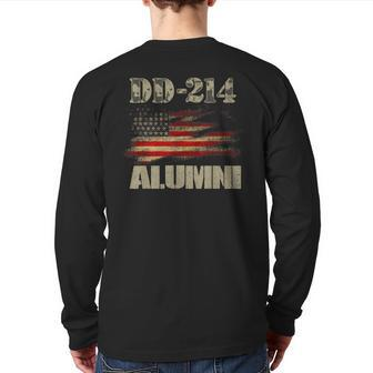 Dd214 Alumni Military Veteran Vintage American Flag Back Print Long Sleeve T-shirt | Mazezy