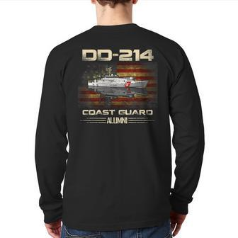 Dd214 Us Coast Guard Alumni Flag Vintage Uscg Veteran Veteran Back Print Long Sleeve T-shirt | Mazezy