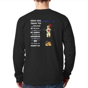 Dear Dad Thank You For Teaching Me To Play Back Print Long Sleeve T-shirt | Mazezy