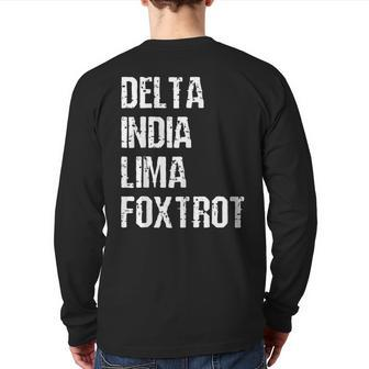 Delta India Lima Foxtrot Dilf Father Dad Joking Back Print Long Sleeve T-shirt | Mazezy