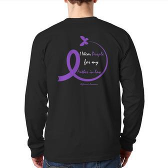 Dementia Dad Purple Father In Law Alzheimer's Awareness Back Print Long Sleeve T-shirt | Mazezy