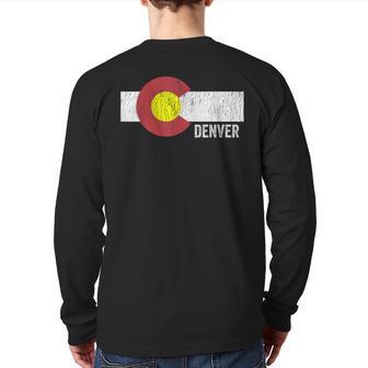 Denver Colorado Vintage Retro Distressed Back Print Long Sleeve T-shirt - Monsterry DE