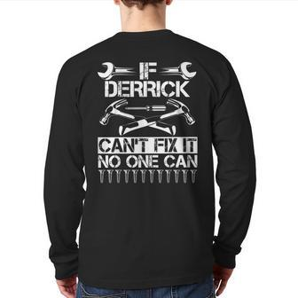 Derrick Fix It Birthday Personalized Name Dad Back Print Long Sleeve T-shirt - Monsterry