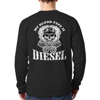 Diesel Mechanic Dad Father's Day Back Print Long Sleeve T-shirt | Mazezy