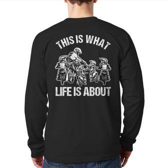 Dirt Bike Dad Motocross Father Motorcycle Son Kids Back Print Long Sleeve T-shirt | Mazezy