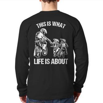Dirt Bike Dad Motocross Motorcycle Fmx Biker Father And Kids Back Print Long Sleeve T-shirt | Mazezy UK