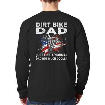 Dirt Bike Motocross Dirt Bike Dad Us Flag Back Print Long Sleeve T-shirt | Mazezy