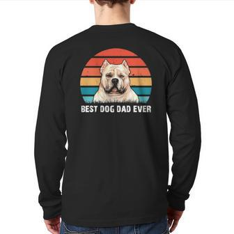 Dog American Bully Best Dog Dad Everfunny Fathers Day Proud Dadretro Vintage S Paws Back Print Long Sleeve T-shirt | Mazezy