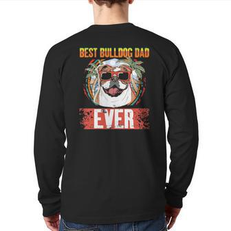 Dog Best Bulldog Dad Ever Retro Vintage Fathers Day 136 Paws Back Print Long Sleeve T-shirt | Mazezy