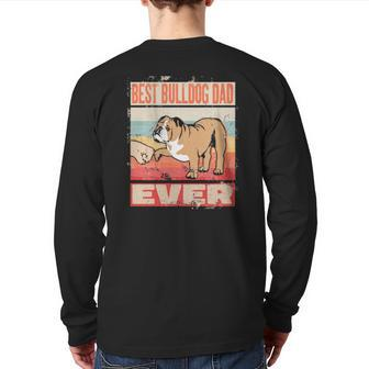 Dog Best Bulldog Dad Ever Retro Vintage Fathers Day 141 Paws Back Print Long Sleeve T-shirt | Mazezy