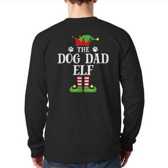 Dog Dad Elf Family Matching Christmas Group Elf Pajama Back Print Long Sleeve T-shirt | Mazezy