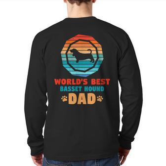 Dog Father World's Best Basset Hound Dad Dog Back Print Long Sleeve T-shirt | Mazezy