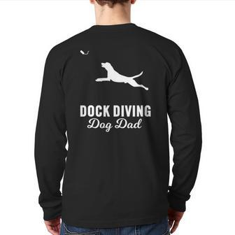 Dog Jumping Dock Diving Dog Dad Back Print Long Sleeve T-shirt | Mazezy