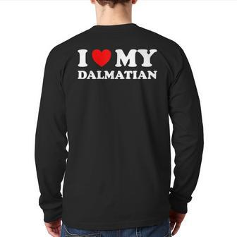 Dog Lovers Heart I Love My Dalmatian Back Print Long Sleeve T-shirt - Monsterry