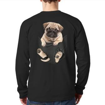 Dog Lovers Pug In Pocket Dog Pug Back Print Long Sleeve T-shirt - Monsterry