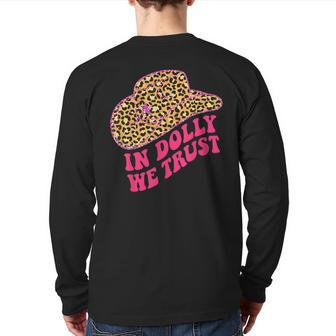 In Dolly We Trust Leopard Cowboy Hat Silhouette Costume Back Print Long Sleeve T-shirt - Monsterry UK