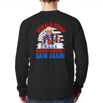 Donald Pump Maga Make America Gain Again Back Print Long Sleeve T-shirt | Mazezy