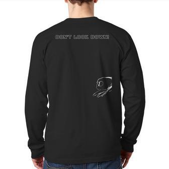 Don't Look Down Okay Hand Circle Game Back Print Long Sleeve T-shirt - Monsterry