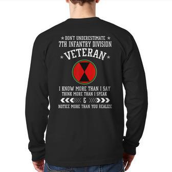 Don't Underestimate 7Th Infantry Division Veteran Back Print Long Sleeve T-shirt | Mazezy