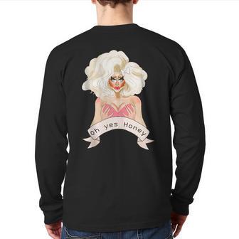 Drag Queen Doll Face Oh Yes Honey Back Print Long Sleeve T-shirt - Monsterry DE