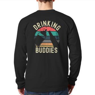 Drinking Buddies Retro Vintage Feeding Bottle Beer Bottle For Dad & Baby Back Print Long Sleeve T-shirt | Mazezy
