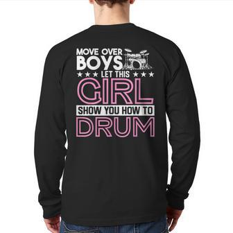 Drumming Drumset Music Drum Musician Drummer Back Print Long Sleeve T-shirt - Monsterry DE