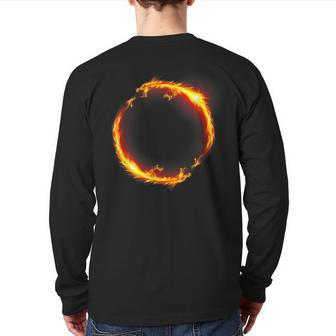 Dueling Dragons Fire Ring Back Print Long Sleeve T-shirt - Monsterry DE