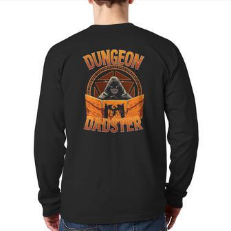 Dungeon Dadster Rpg Gamer Dice Roll Master Back Print Long Sleeve T-shirt | Mazezy