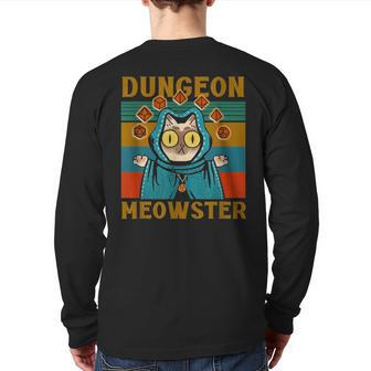 Dungeon Meowster Nerdy Halloween Cat Dad Back Print Long Sleeve T-shirt | Mazezy