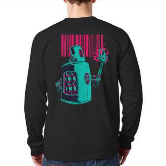 Edm Techno Graffiti Robot Dance Rave Music Festival Back Print Long Sleeve T-shirt - Monsterry