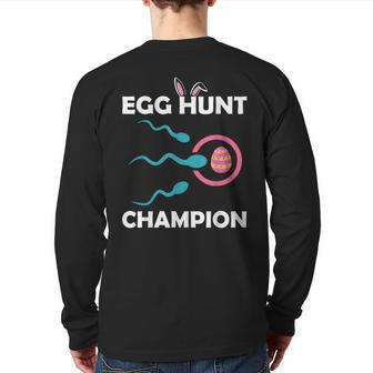 Egg Hunt Champion Dad Easter Pregnancy Announcement Back Print Long Sleeve T-shirt | Mazezy