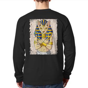 Egypt Egyptian Cat Sphynx Pharaoh Back Print Long Sleeve T-shirt - Monsterry AU