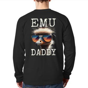 Emu Daddy Ostrich Bird Ratite I Love Emus Fathers Day Back Print Long Sleeve T-shirt | Mazezy AU