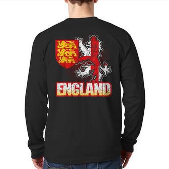 England English Flag Coat Of Arms Football Lion British Back Print Long Sleeve T-shirt - Monsterry DE